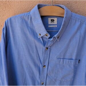 Rusty Mens Button Down Shirt Large Blue Speckled Surf